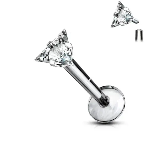 Piercing Labret - Titane Astm F136 Stérile - Labret n°117 avec pas de vis interne strass triangle*