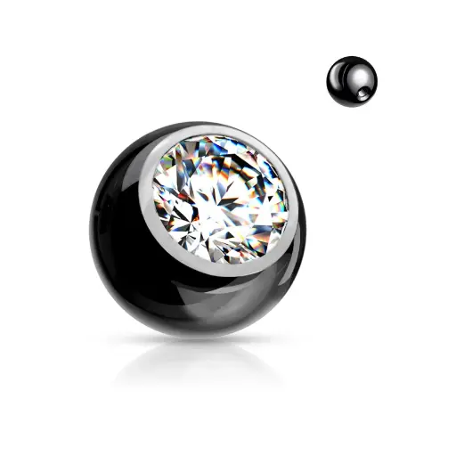 Piercing Bille Noire Strass – Pas de Vis Externe – Bijou Élégant et Résistant*