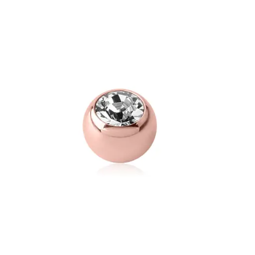 Piercing Bille - Acier Gold Rose Gamme Itc - Bille avec pas de vis externe strass pour piercing 1,2 mm*