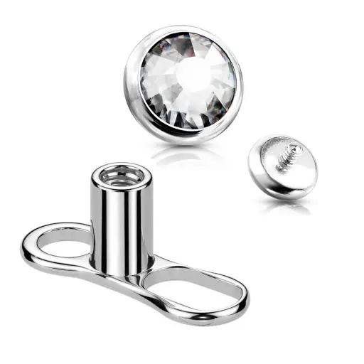 Piercing Surface Titane ASTM F136 - Micro Dermal Stérile & Embout Strass Étincelant*