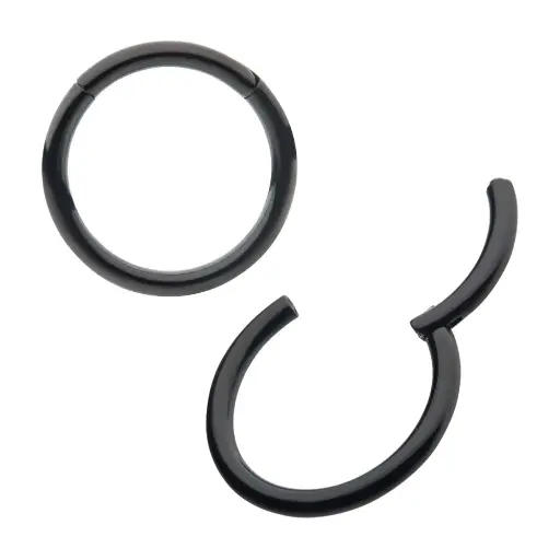 Piercing Anneau - Titane F136 Noir Gamme Invictus - Clicker 20 avec fermeture à charnière*