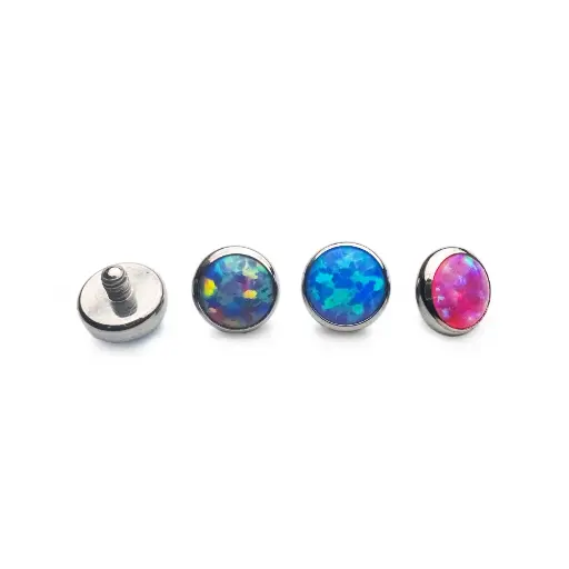 Piercing Embout - Titane Astm F136 - Embout n°12 avec pas de vis interne 1,2 mm pour piercing 1,6 mm opale plate 4 mm*