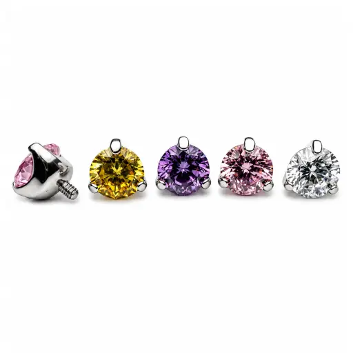 Piercing Embout Titane ASTM F136 Premium Strass Griffé 5 mm – Pas de vis interne 1,2 mm pour Piercing 1,6 mm*