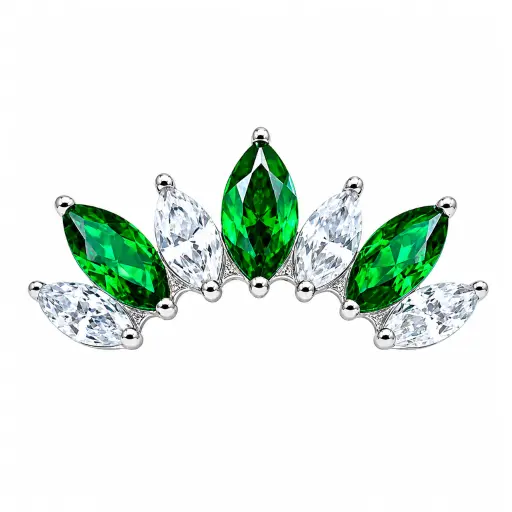 Piercing Embout Titane ASTM F136 Premium Marquise 7 Strass 12 mm – Pas de vis interne 0,9 mm pour Piercing 1,2 mm*
