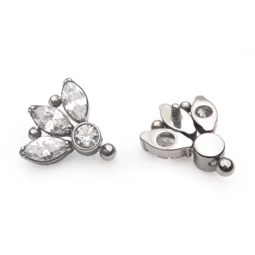 [ns_embout_282-P282_09] Embout Piercing - Titane Astm F136 - Embout n°282 avec pas de vis interne 0,9 mm pour piercing 1,2 mm diamant trident strass 7 mm*