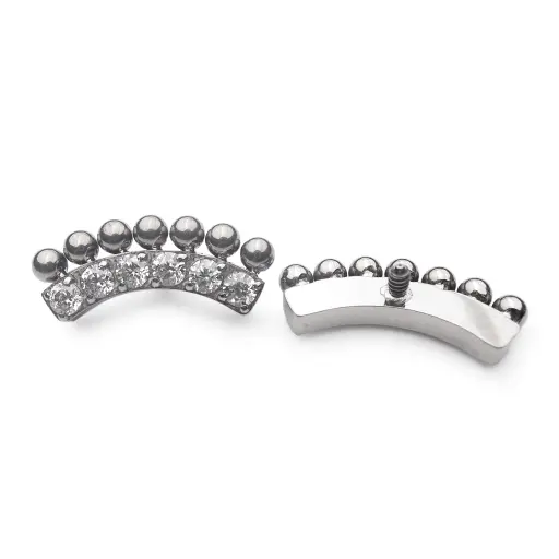 [ns_embout_288-p288_09] Piercing Embout - Titane F136 Gamme Hand Ink - Embout 288 avec pas de vis interne 0,9 mm pour piercing 1,2 mm courbe strass et perle 7 mm*