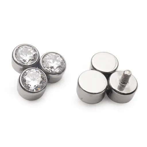 [ns_embout_291-P291_09] Piercing Embout - Titane Astm F136 - Embout n°291 avec pas de vis interne 0,9 mm pour piercing 1,2 mm perle de 3 strass 8 mm*