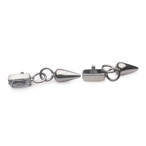 [ns_embout_299-p299_09] Piercing Embout - Titane F136 Gamme Hand Ink - Embout 299 avec pas de vis interne 0,9 mm pour piercing 1,2 mm rectangle strass et pendentif 10 mm*