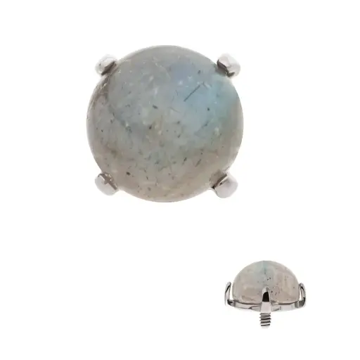 [iv_embout_32-TITD946LBT-163] Piercing Embout - Titane F136 Gamme Invictus - Embout 32 avec pas de vis interne 0,9 mm pour piercing 1,2 mm pierre naturelle labradorite*