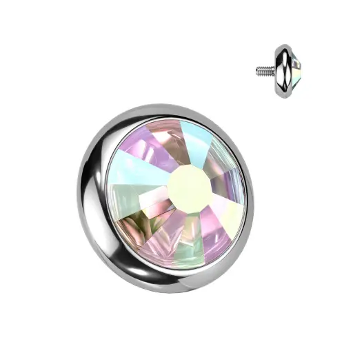 Piercing Embout - Titane Astm F136 - Embout n°11 avec pas de vis interne ancrage dermique strass 5 mm* 