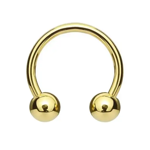 Piercing Fer a Cheval - Titane Gold Gamme Itc - Barbell circular avec pas de vis externe et bille*