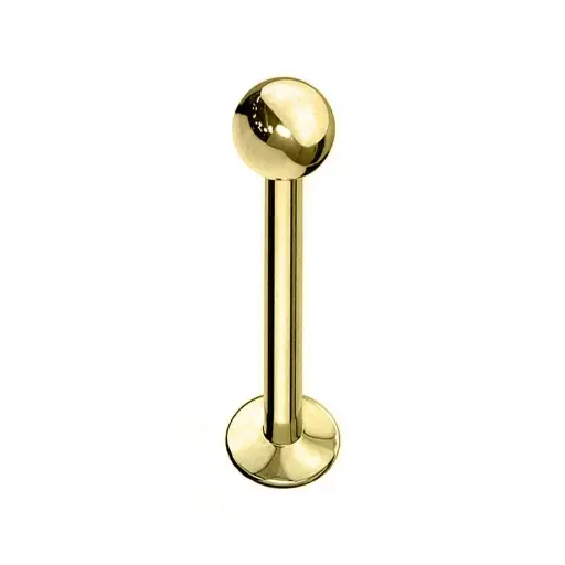 Piercing Labret - Acier Gold Gamme Itc - Labret avec pas de vis externe avec bille*