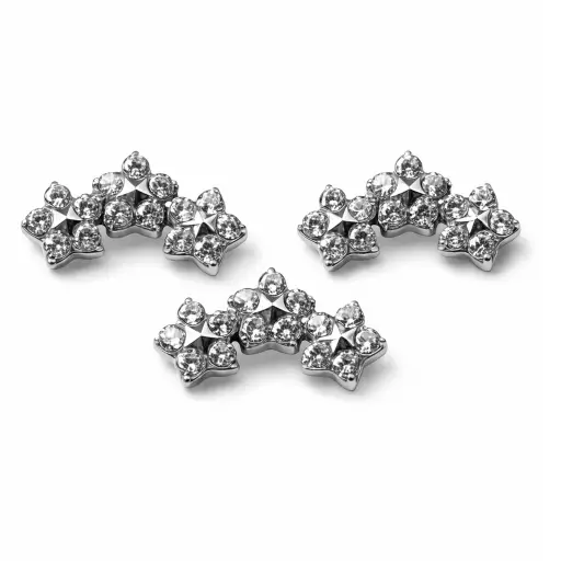 [ns_embout_225-p225_09] Piercing Embout Titane ASTM F136 Premium – Embout 225 Filetage Interne Qualité Implant Cluster 3 Etoiles Strass largeur 15 mm pour Piercing 1,2 mm*  