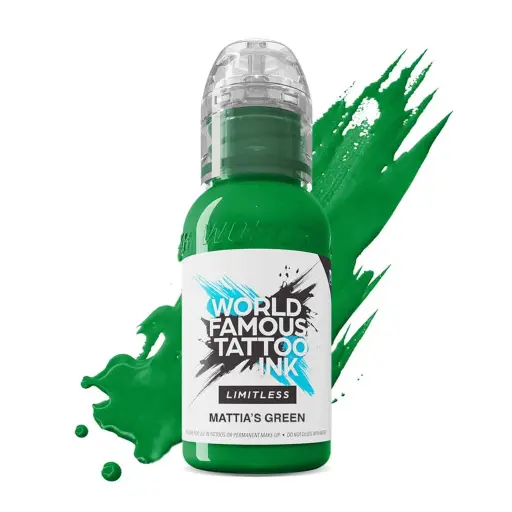 [ki_REACH_encre_world_mattias_green-LTMAMG1-S] Encre de Tatouage Verte World Famous Mattia's Green – Conforme REACH – Pigment Professionnel Haute Intensité* 