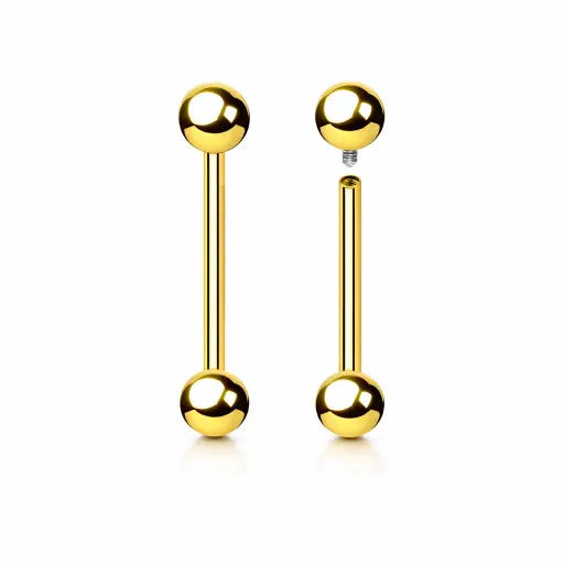 Piercing Barbell Titane ASTM F136 Premium – Filetage Interne Gold & Billes*