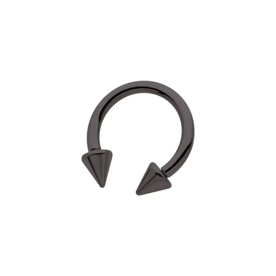 Piercing Fer A Cheval - Titane F136 Noir Gamme Invictus - Barbell circular 03 avec pas de vis interne et pique*