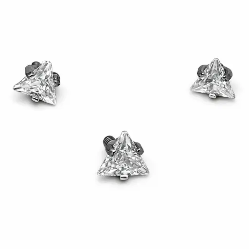 [ns_embout_117-P117-0925] Piercing Embout Titane ASTM F136 Premium – Embout 117 Filetage Interne & Strass Triangle 2,5 mm*