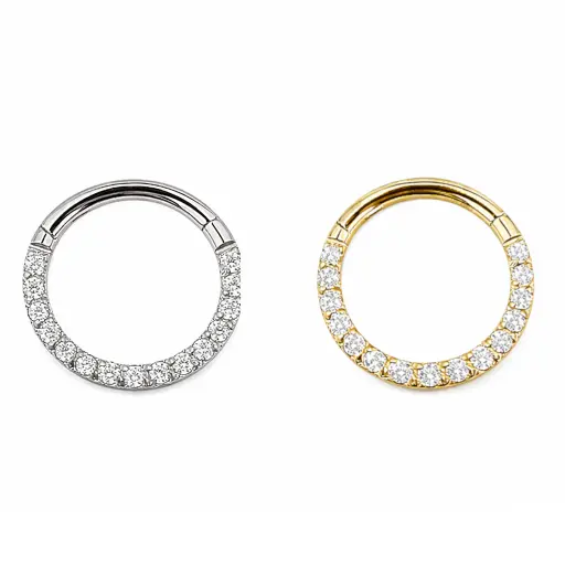 Piercing Anneau Titane ASTM F136 Premium – Clicker 41 avec Fermeture à Charnière Sertie Strass Qualité Implant* 