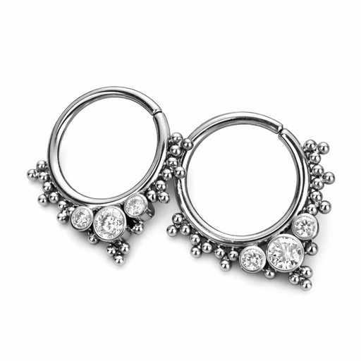 [ns_anneau_sterile_27-W27-128] Anneau Titane ASTM F136 Stérile Premium - Fermeture a Charnière - Anneau Clicker 27 3 Strass Sertie Perles Qualité Implant 1,2 x 8 mm 