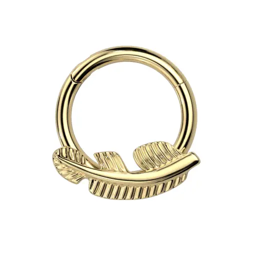 Piercing Anneau - Titane F136 Stérile Gold - Clicker 127 avec fermeture à charnière plume*