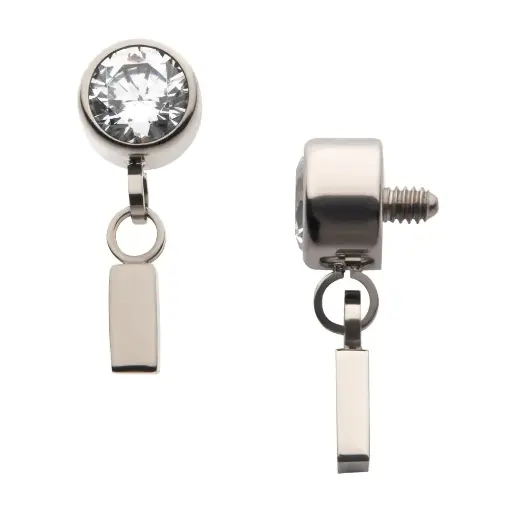 [iv_embout_33] Piercing Embout - Titane F136 Gamme Invictus - Embout 33 avec pas de vis interne 0,9 mm pour piercing 1,2 mm strass rond avec pendentif croissant de lune*