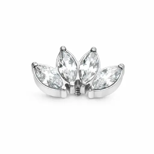 Piercing Labret Titane ASTM F136 Premium – Labret 165 Filetage Interne Stérile & Embout Marquise 4 Strass 10 mm*