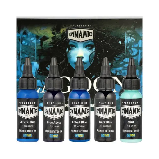 [tl_REACH_set_encre_dynamic_lagoon_5x30ml "ki"] Set Encre Tattoo - Platinum By Dynamic Set Lagoon - Mélange pour le tatouage encre reach 5 x 30 ml*