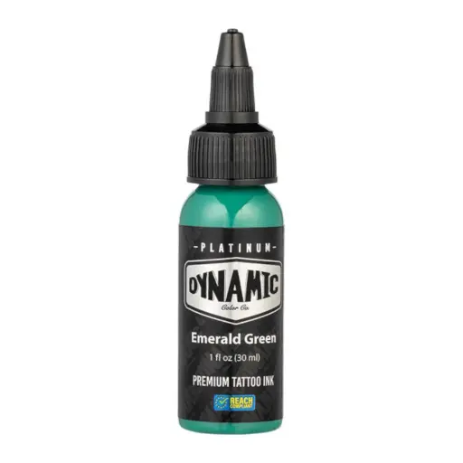 [tl_REACH_encre_dynamic_platinum_emerald_green "ki"] Encre Tattoo Verte - Platinum By Dynamic Emerald Green - Mélange pour le tatouage encre 30 ml reach*