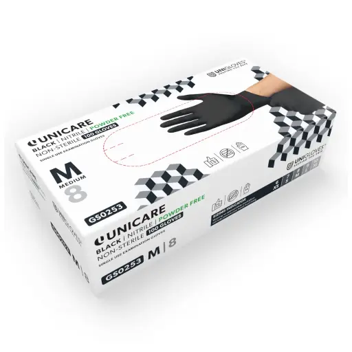 Gant Tattoo - Unigloves Unicare Black - Boîte de 100 gants en nitrile noir non poudrés*