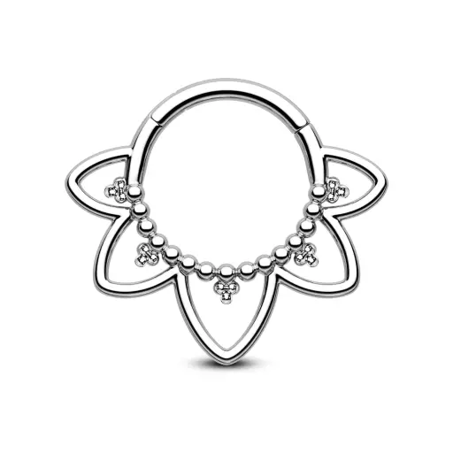 [fb_anneau_3027-FB-3027] Piercing Anneau - Titane F136 Stérile - Clicker 3027 avec fermeture à charnière motif ornemental multi boules 1,2 x 8 mm*