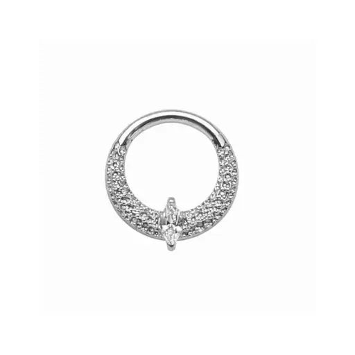 [fb_anneau_1970-FB-1970] Piercing Anneau - Titane F136 Stérile - Clicker 1970 avec fermeture à charnière martelé strass losange 1,2 x 8 mm*