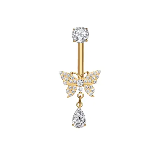 [fb_GOLD_STERILE_banane_5027-FBG-5027] Piercing Banane - Titane Astm F136 Stérile Gold - Banane 5027 avec pas de vis interne 1,6 x 10 mm*