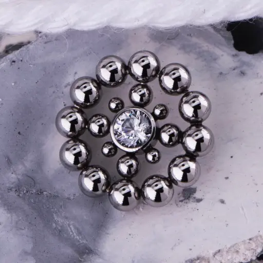 Piercing Labret - Titane Astm F136 Stérile - Labret n°350 avec pas de vis interne strass perlé*