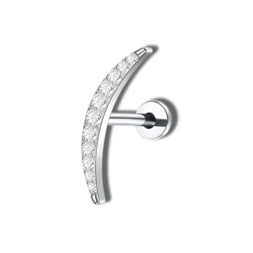 [fb_STERILE_labret_1037-FB-1037 "SUL0027"] Piercing Labret - Titane F136 Stérile - Labret 1037 avec pas de vis interne croissant de lune 11 strass 1,2 x 8 mm*