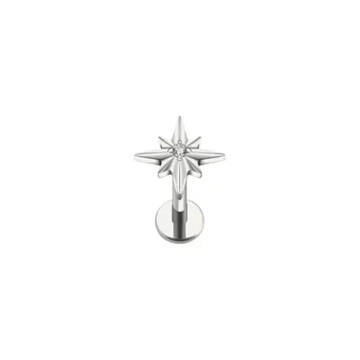 [fb_STERILE_labret_3001-FB-3001 "SUL0031"] Piercing Labret - Titane F136 Stérile - Labret 3001 avec pas de vis interne étoile du berger strass 1,2 x 8 mm*