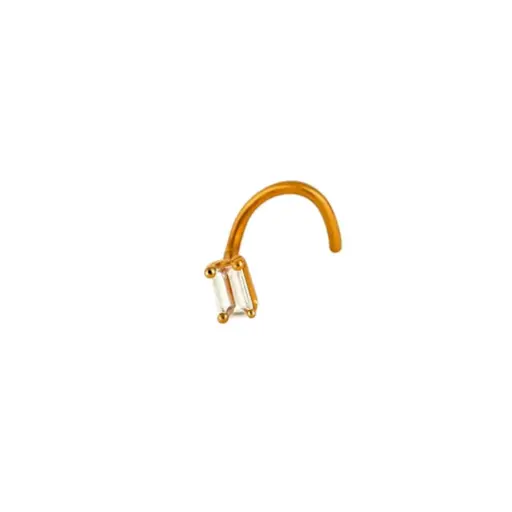 Piercing Nez - Titane F136 Stérile Gold - Stud de nez embout strass rectangle*