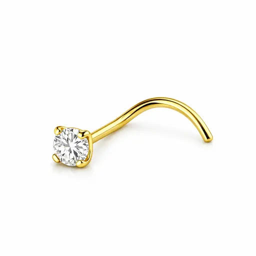 Piercing Nez en Titane ASTM F136 - Stud de Nez Stérile Gold & Strass Griffé Brillant* 