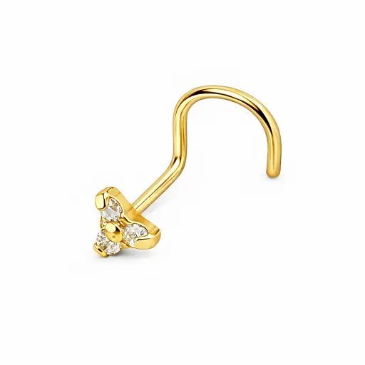 Piercing Nez en Titane ASTM F136 - Stud de Nez Stérile Gold & Embout Strass Trinité* 