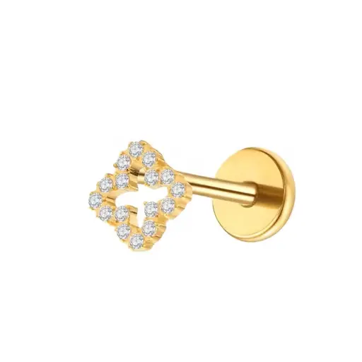 [fb_GOLD_STERILE_labret_3045-FBG-3045] Piercing Labret - Titane F136 Gold Stérile - Labret 3045 interne en titane pvd gold 1,2 x 8 mm*