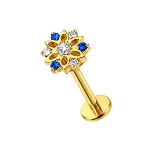 Piercing Labret - Titane F136 Gold Stérile - Labret 3072 interne en titane pvd gold 1,2 x 8 mm*