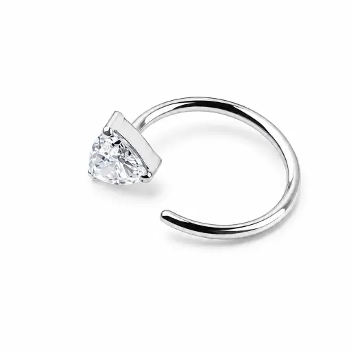 [ns_STERILE_nez-W244-0808] Piercing Nez Titane ASTM F136 Premium – Anneau de Nez Stérile 0,8 x 8 mm & Embout Triangle Strass Rond 3,5 mm* 