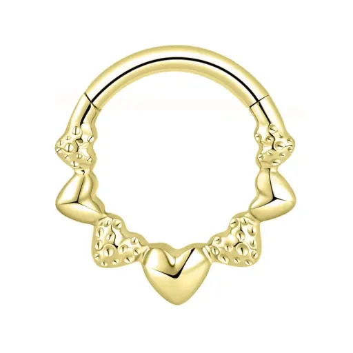 Piercing Anneau - Titane Gold Gamme Itc - Anneau Motifs Coeur 