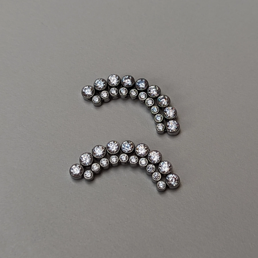 Embout Piercing - Embout 52 Gamme Hand Ink - Piercing en titane f136 pour pas de vis interne arc de strass zircon