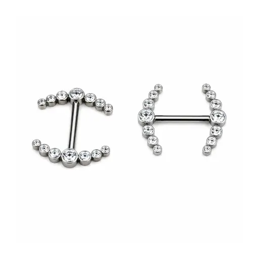 Barbell Titane ASTM F136 Premium – Filetage Interne & Arche 7 Strass Piercing Professionnel*