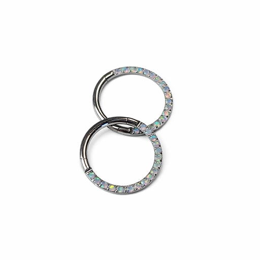 Piercing Anneau Titane ASTM F136 Premium – Clicker 39 Stérile & Sertie 14 Strass Opale Qualité Implant* 