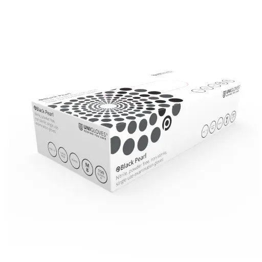 Gant Tatouage - Unigloves Black Pearl - Boite de 100 gants en nitrile noir non poudre*