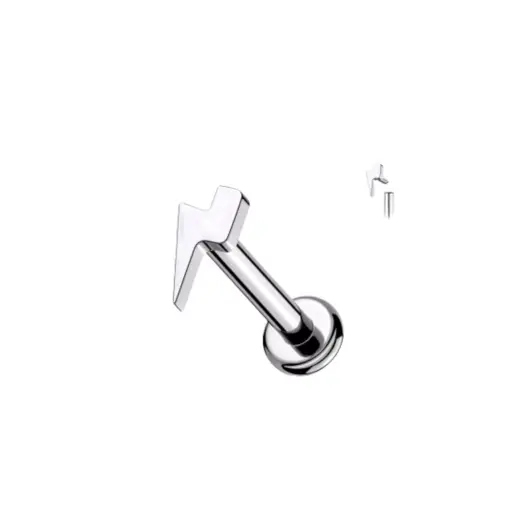 Piercing Labret Titane ASTM F136 Premium – Filetage Interne Stérile & Embout Éclair 8 mm*