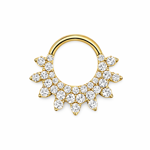 Anneau Titane ASTM F136 - Clicker 1322 Stérile 9 Pointes Sertie Strass 1,2 x 8 mm Argent ou Gold