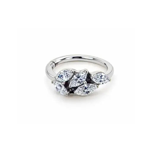 Anneau Titane ASTM F136 - Clicker 3068 Stérile Chevauchement de 5 Strass Argent ou Gold