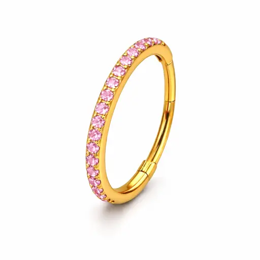 Anneau Clicker Titane ASTM F136 Stérile – Bijou de Piercing Hypoallergénique Sertie Strass Couleur Gold*